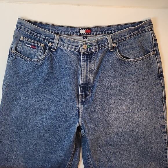 Vintage Tommy Hilfiger Y2K Denim Jeans Medium Wash Large Logo Men's Sz 40/32 - Picture 3 of 16